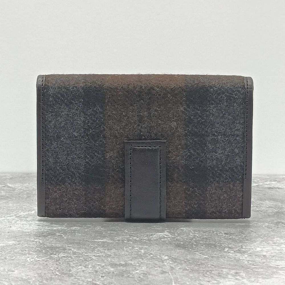 NIB Burberry Black Label Wool & Leather Compact Small Wallet Men’s Unisex - Picture 5 of 15